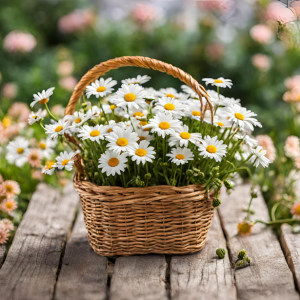 daisy flowers in a basket