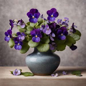 violets in a vase
